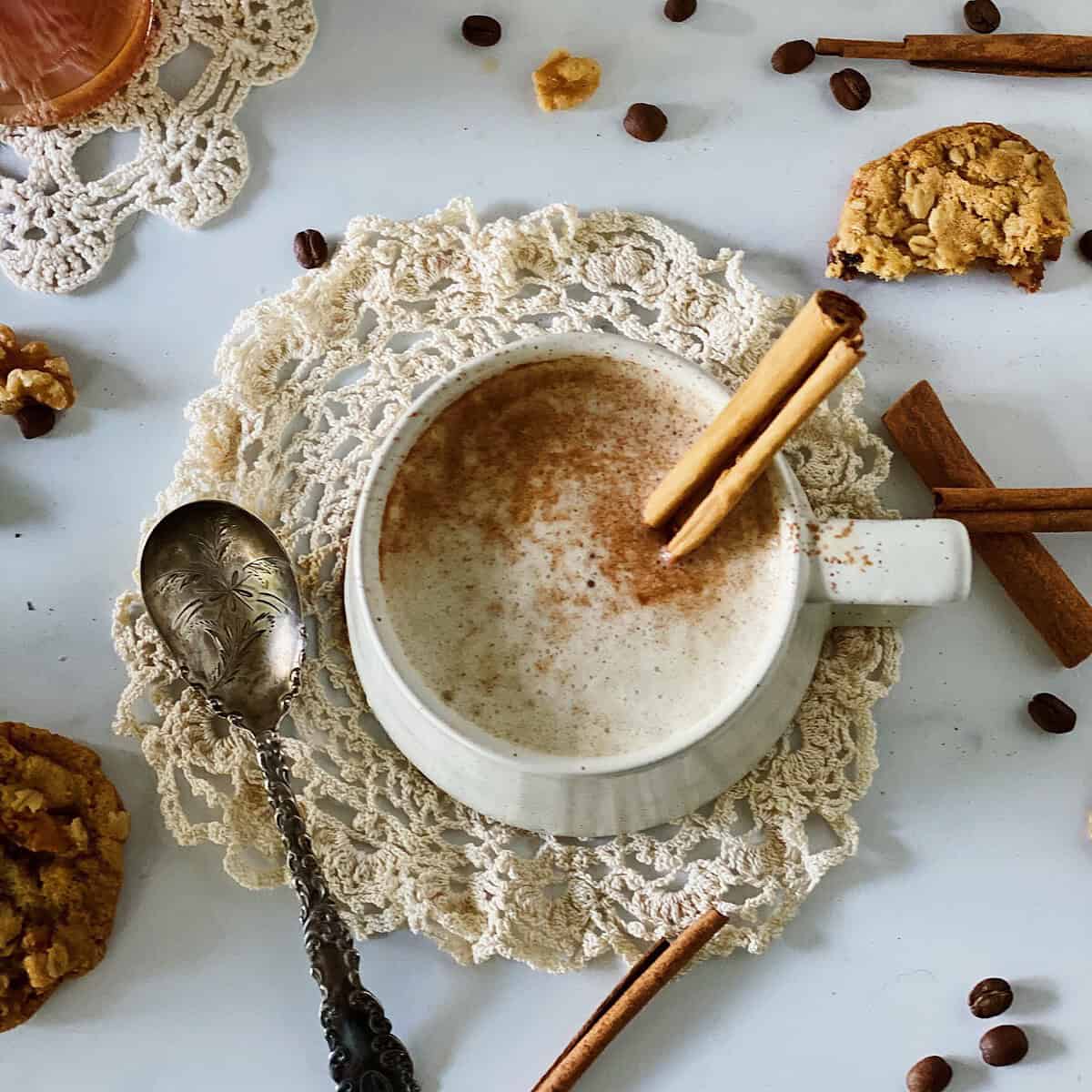 Oatmeal Cookie Latte with Cinnamon Walnut Syrup            { Dairy Free }