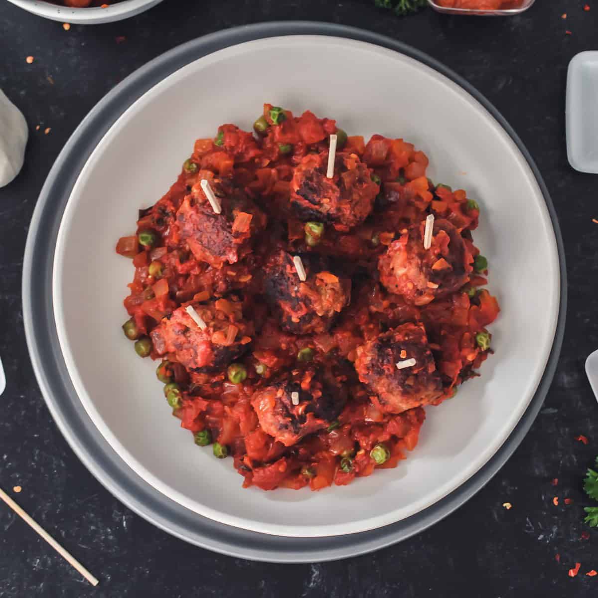 Spanish Meatballs + Patatas Bravas with Tomato Sauce {Tapas} • What's