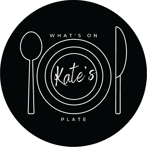 What's on Kate's Plate logo in black circle