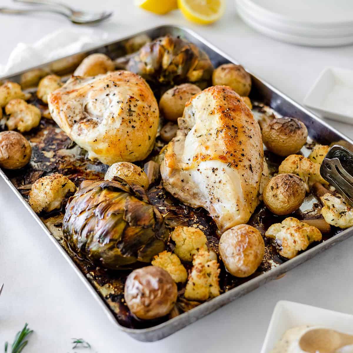 Easy Sheet Pan Chicken and Veggies with Lemon and Herbs